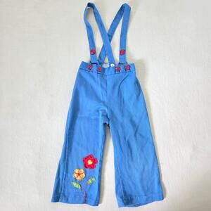 Vintage Flower Blue Suspender Pants 3t